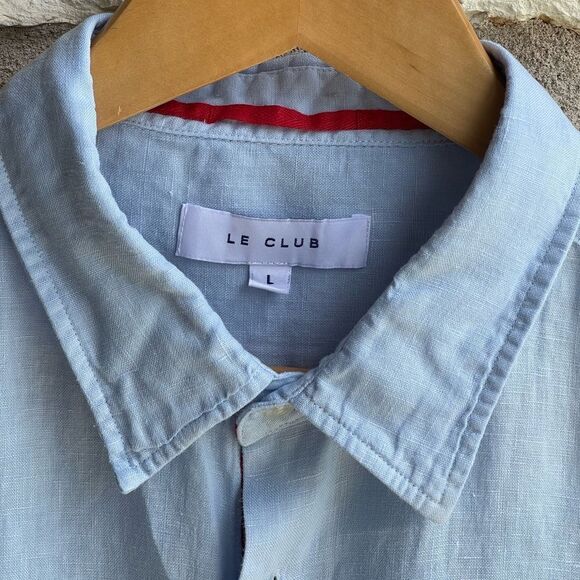 Retro Vintage Y2K LeClub Linen Short Sleeve Button Up Casual Summer Shirt - Picture 13 of 15